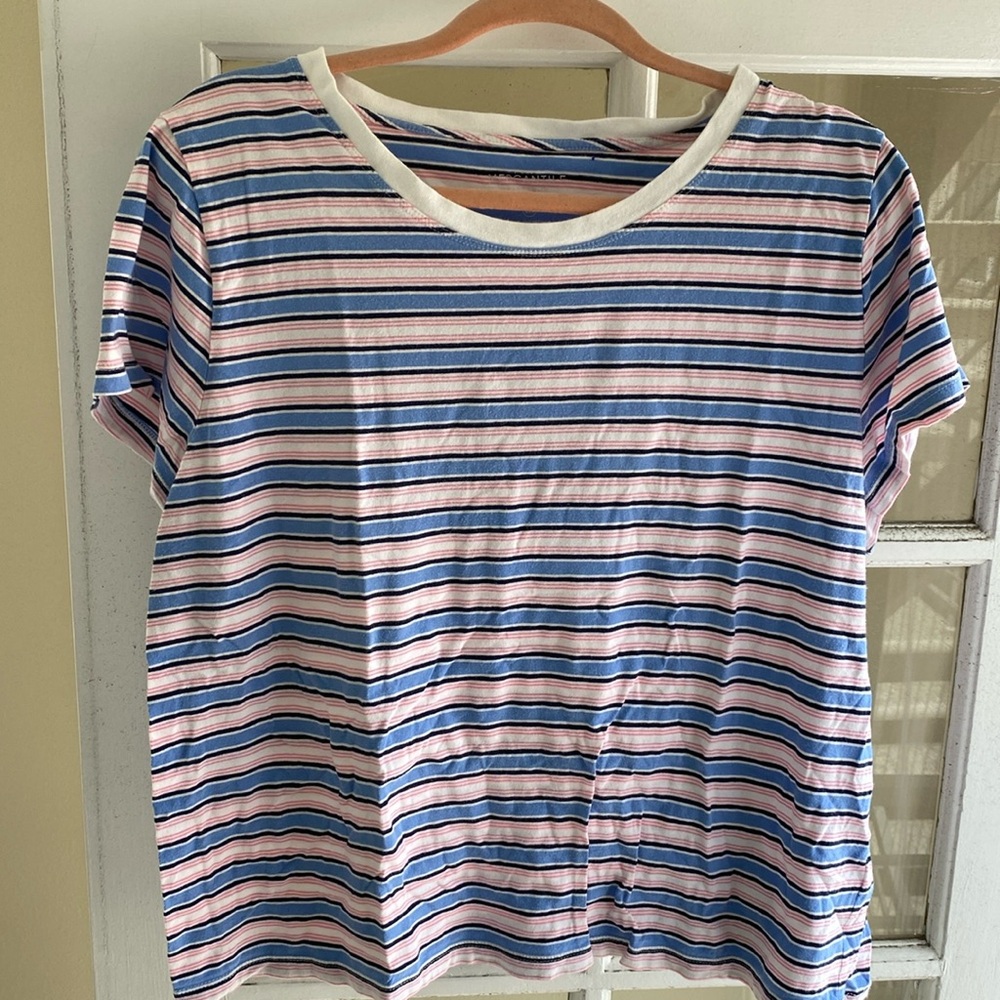 100% cotton crew neck striped tshirt